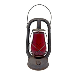 Vintage Dietz Monach Railroad Lantern Red Fitzall Loc-Nob Globe Original Finish
